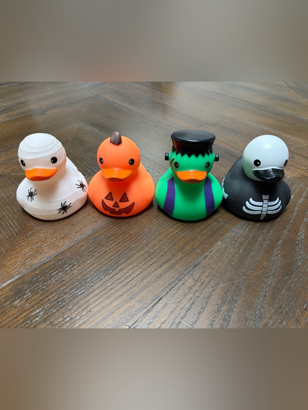 Halloween Rubber Duckies Set of 4 Mummy Pumpkin Frankenstein Skeleton